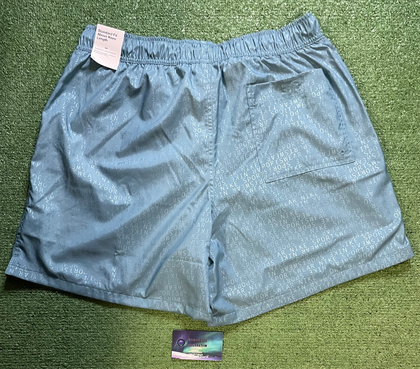 Nike light blue all over print shorts