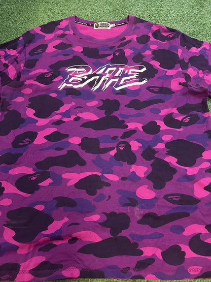Bape purple camo logo tee