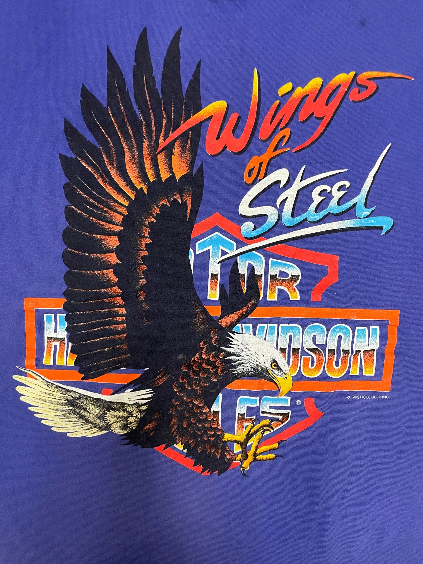 Vintage 1990s Harley Davidson Wings Of Steel tee