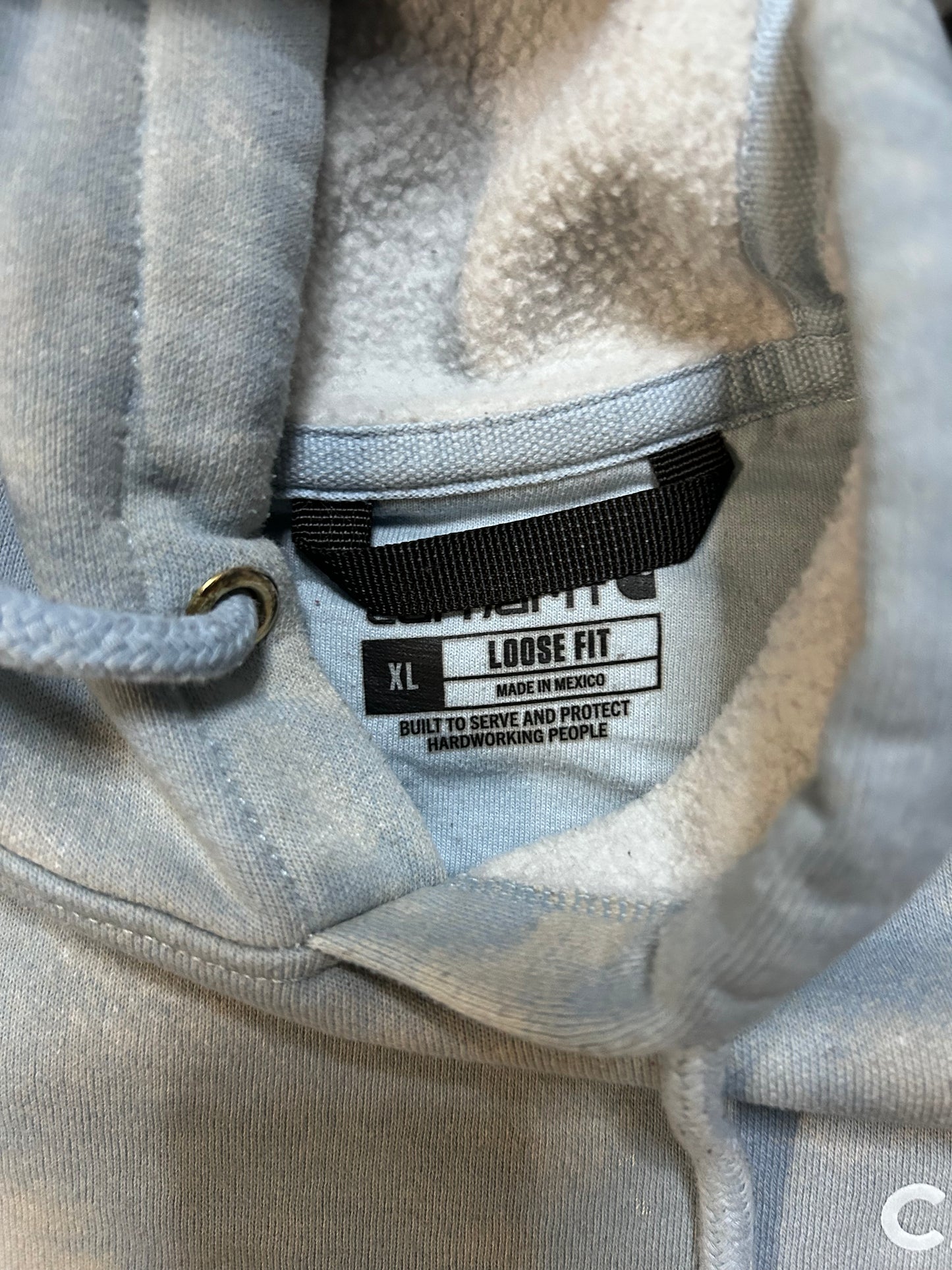 Carhartt blue paint splatter hoodie