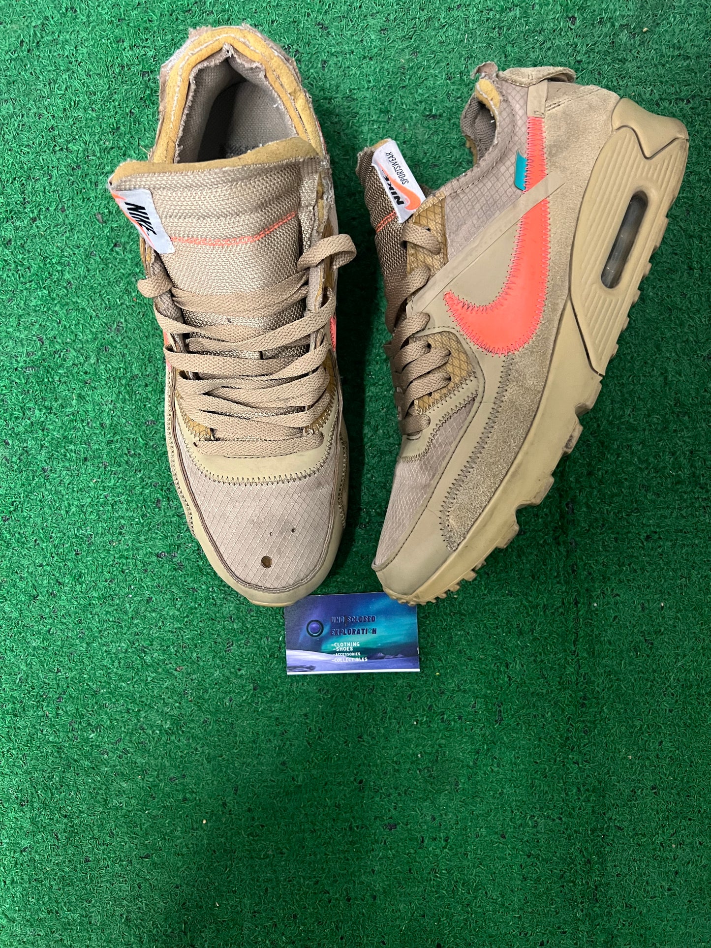 Nike air max 90 x off white ore size 10men/11.5women