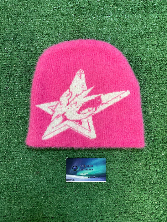 Pink mohair beanie