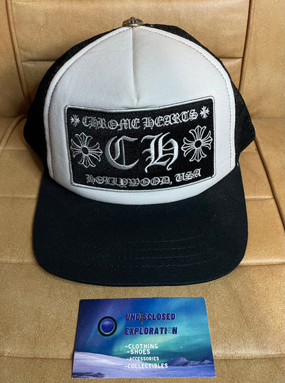 Chrome hearts ch Hollywood black and white trucker hat