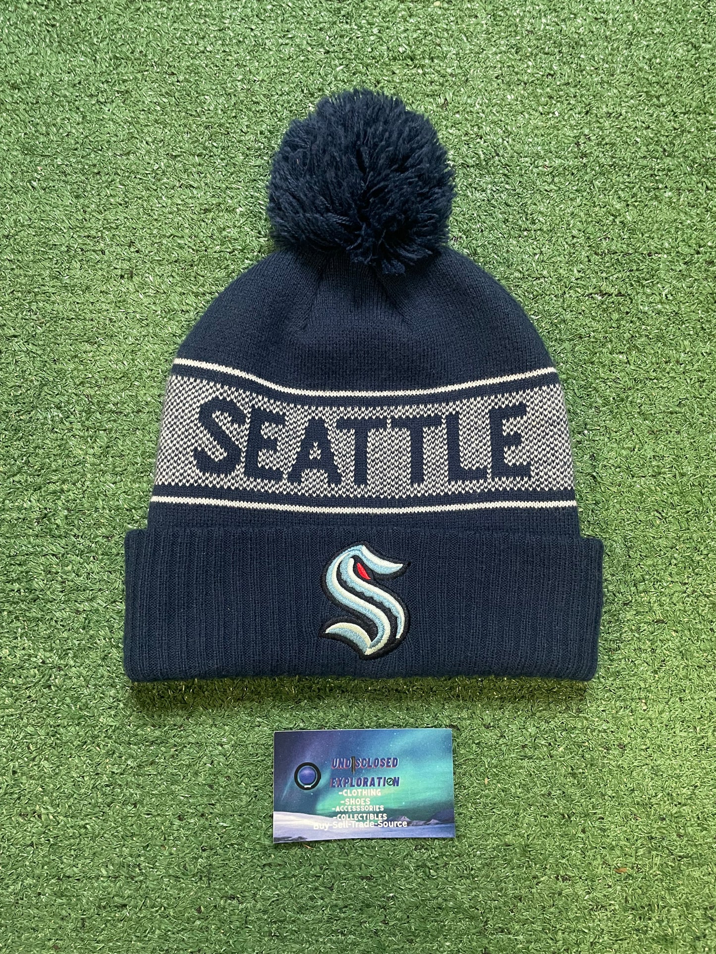 Seattle Kraken navy and grey beanie