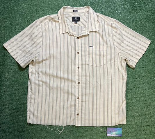 Volcom button up white shirt