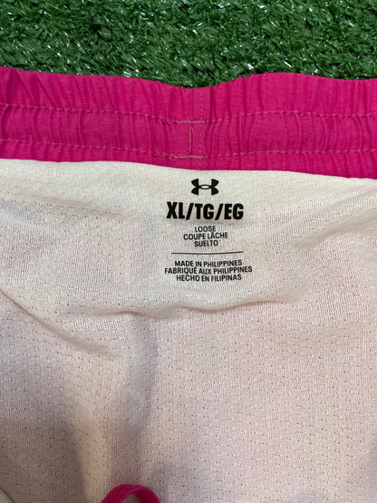 Under armour fly by pink shorts