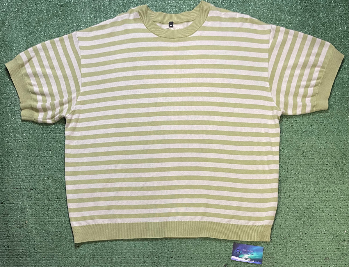 Basketcase gallery grey & sage striped tee