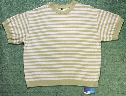 Basketcase gallery grey & sage striped tee