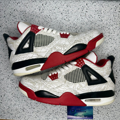 Jordan 4 White Laser Fire Red 9.5 Men “Preowned”