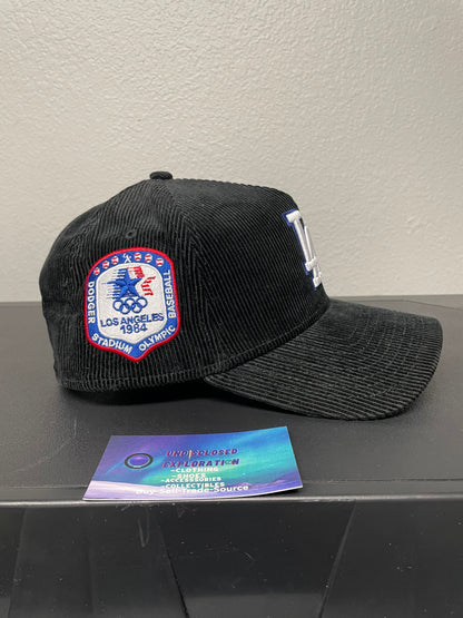 LA black corduroy Los Angeles 1984 patch hat