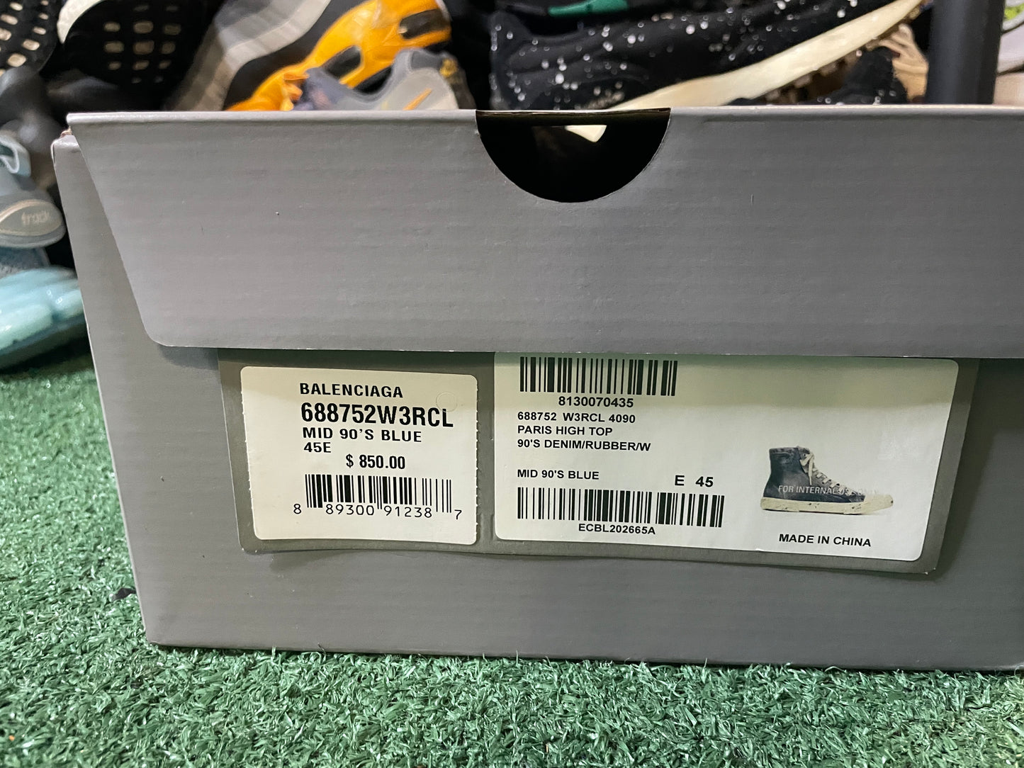 Balenciaga high top Paris denim destroyed sneaker size 12men/13.5women(EU 45)