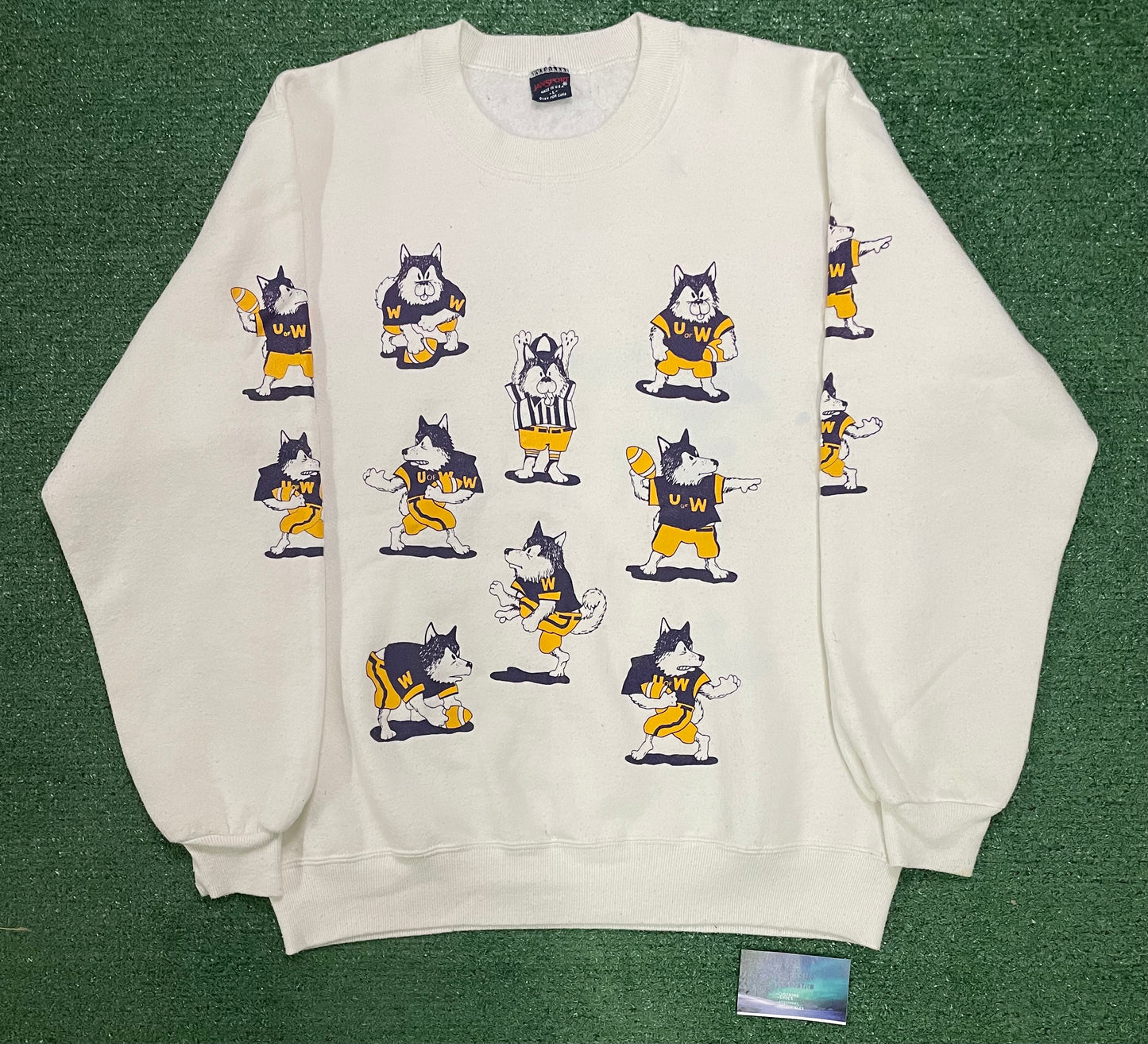 Vintage 1980s all over print UW University of Washington crewneck