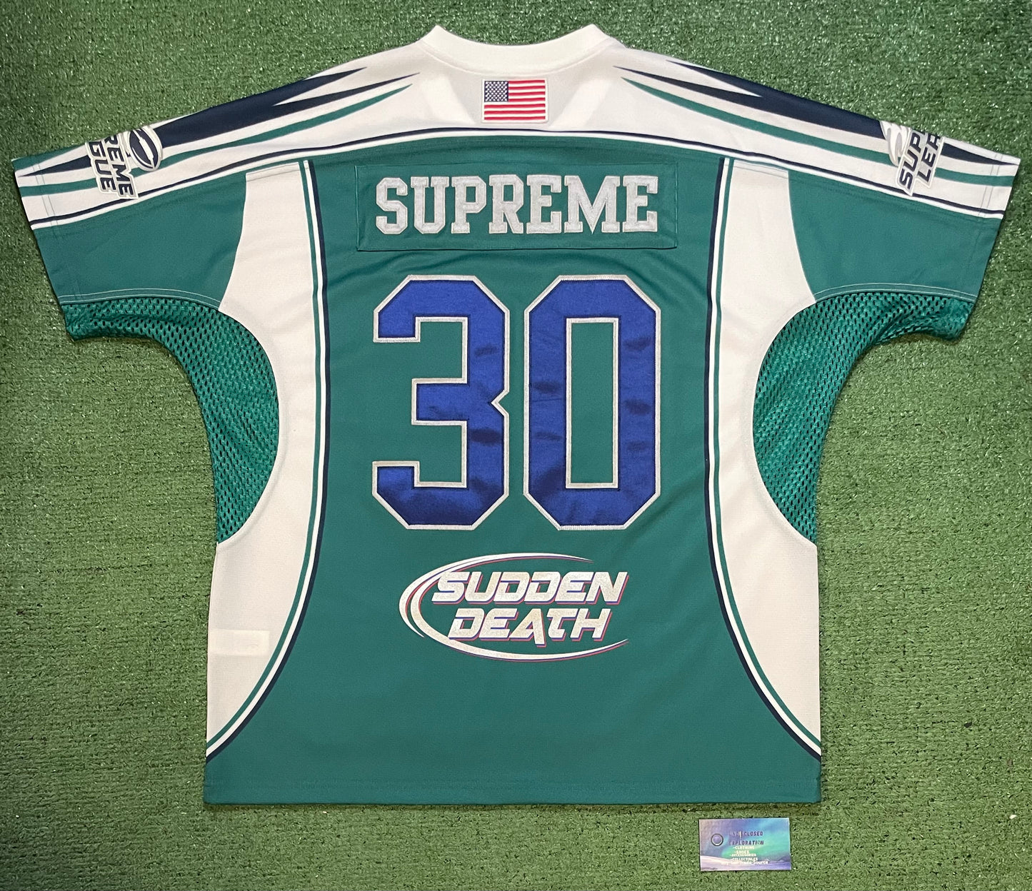 Supreme sudden death teal jersey