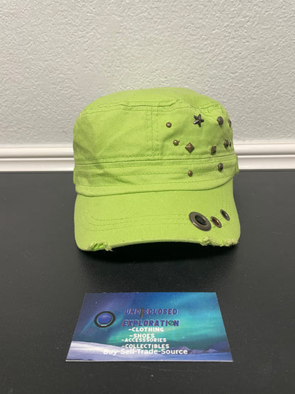Lime green cadet studded hat