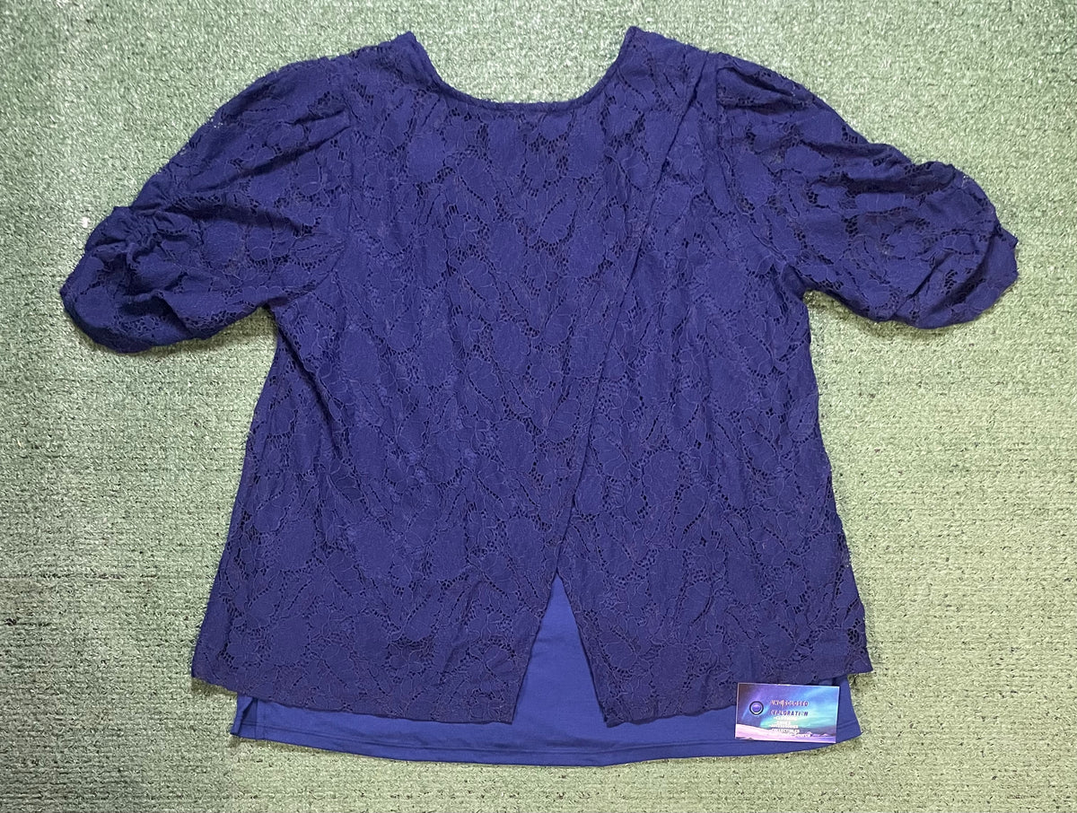 Diane Gilman  navy eyelet blouse