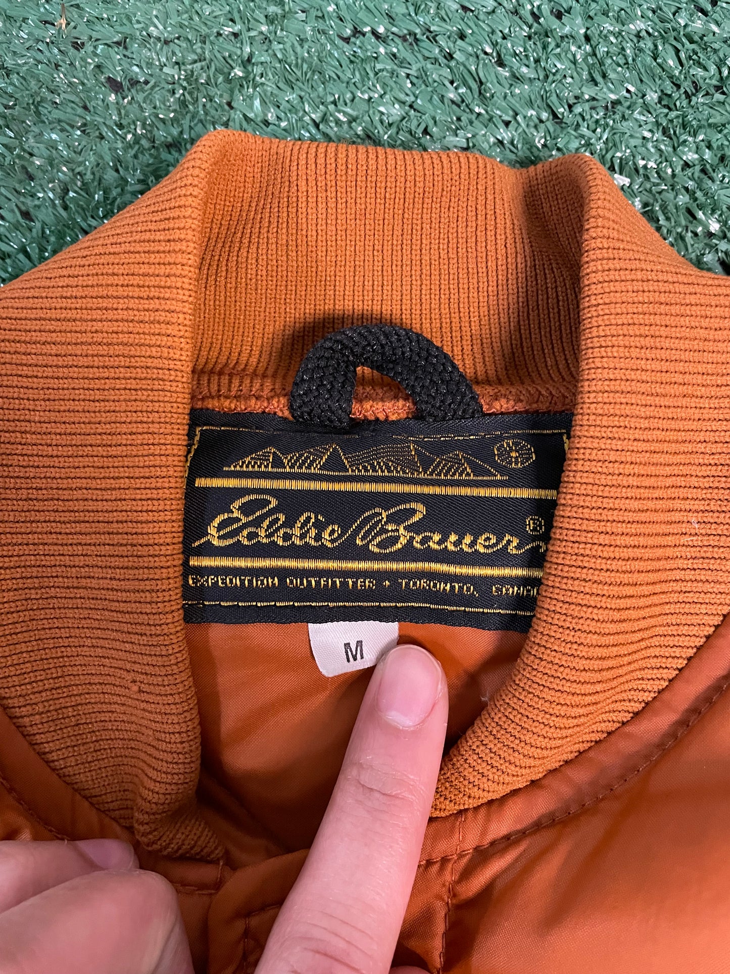 Vintage Eddie Bauer quilted orange jacket