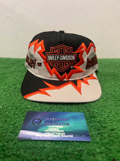 Vintage 1990s Harley Davidson orange shockwave hat