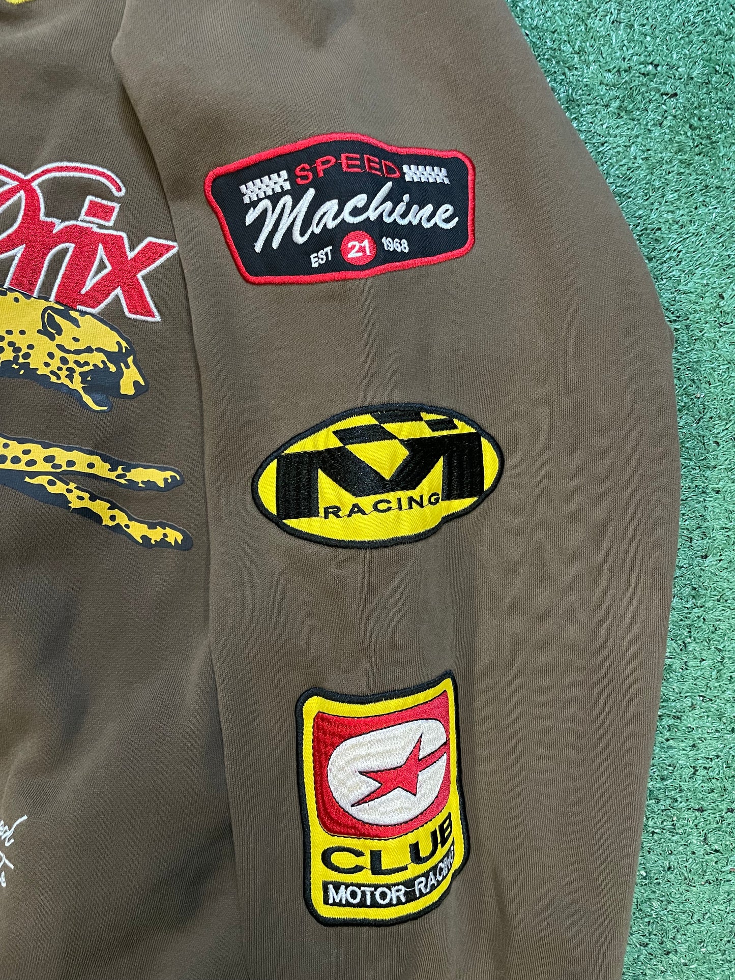 Pacsun brown Grand Prix full zip hoodie