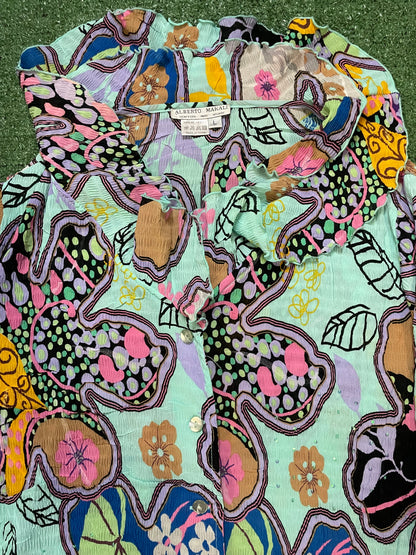 Alberto Makali multi color crinkly ruffled blouse