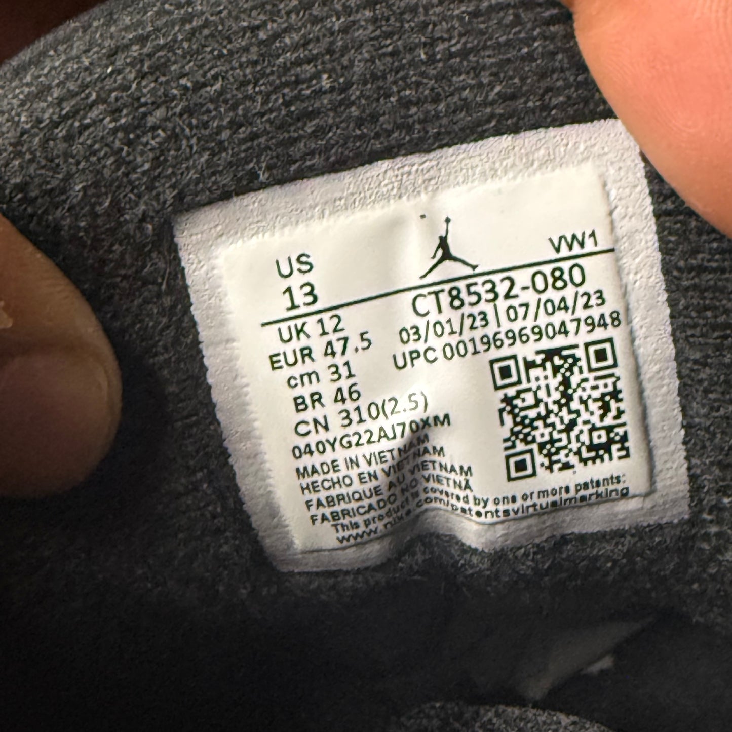 Jordan 3 Fear 13 Men “Preowned”