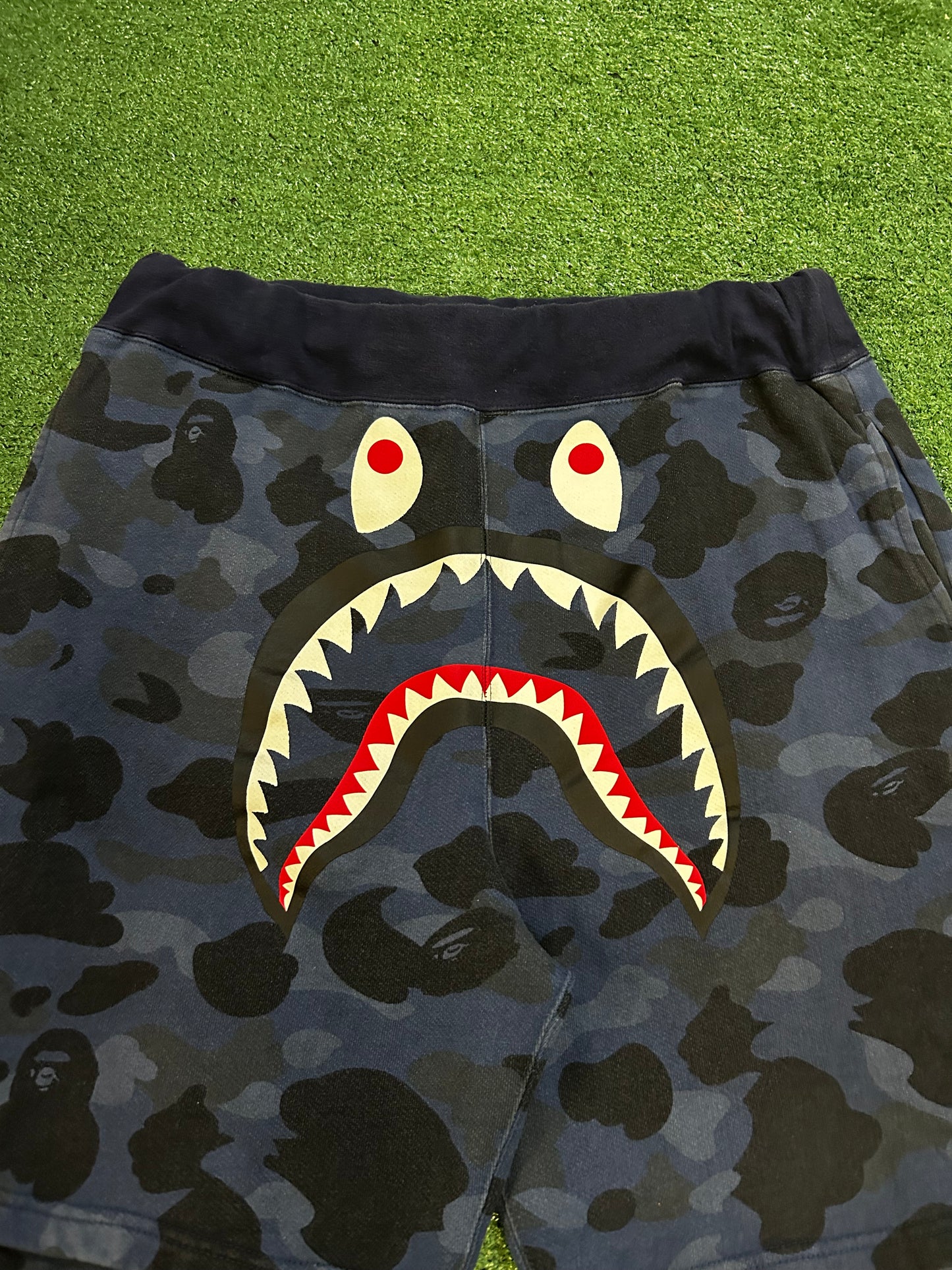 Bape Blue camo shark shorts