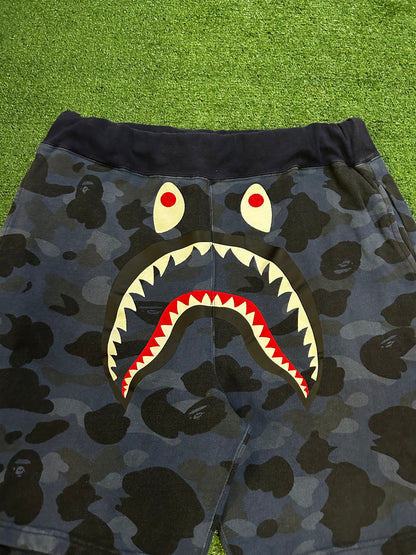 Bape Blue camo shark shorts