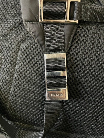 Prada Re-Nylon Padded Backpack With Hood In Black