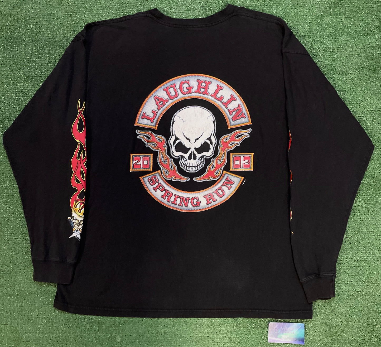 Vintage 2000s Flames and skulls Laughlin spring run longsleeve