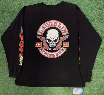 Vintage 2000s Flames and skulls Laughlin spring run longsleeve