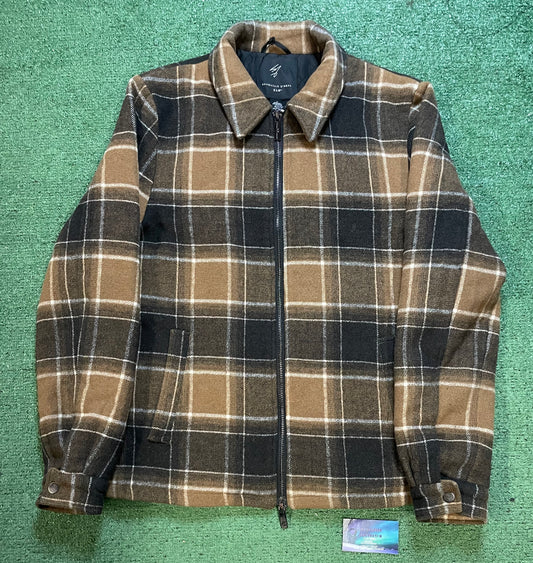 Shaquille O’Neal brown and tall full zip plaid jacket