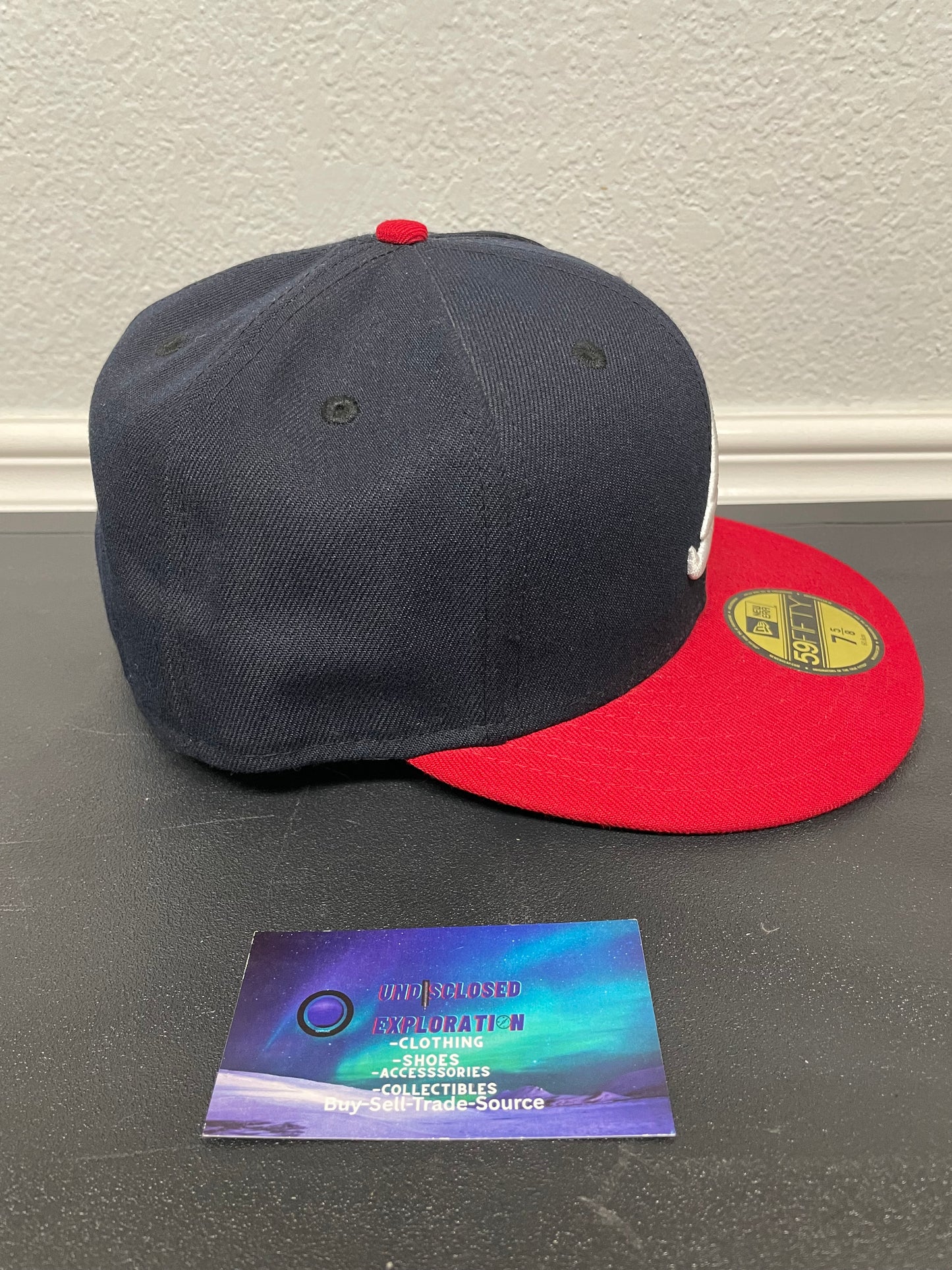Atlanta Braves navy and red new era fitted hat