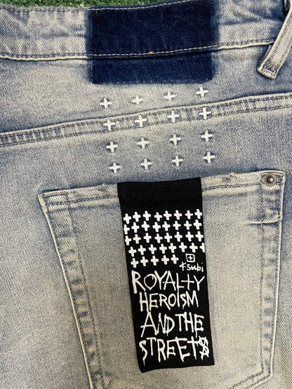Ksubi blue shredded jeans