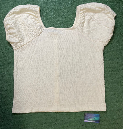 dip cream button short sleeve