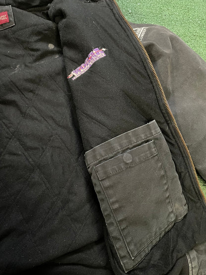 Vintage Dri-Duck black hooded distressed jacket
