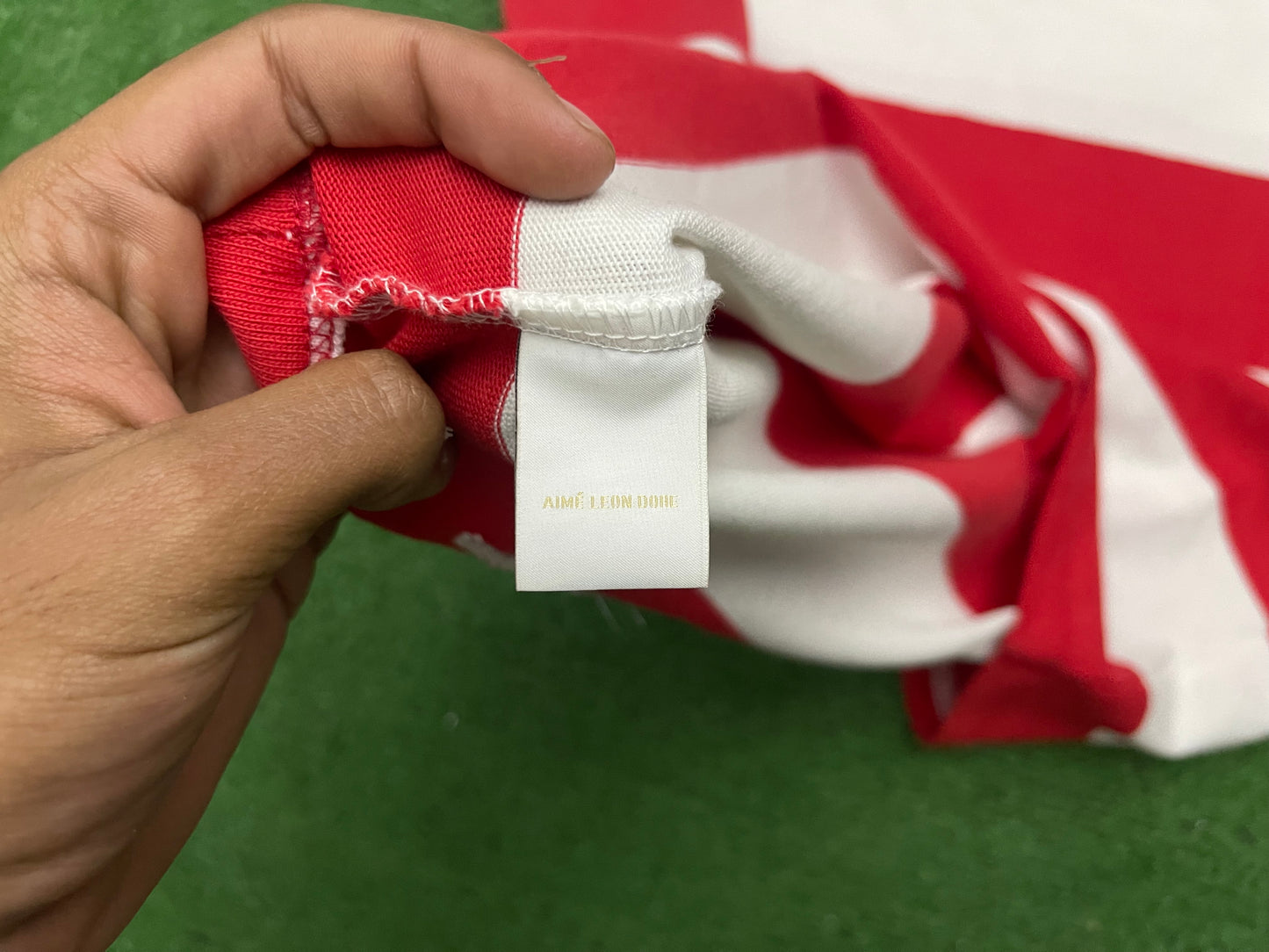 Aimé Leon Dore Red Striped Polo Shirt