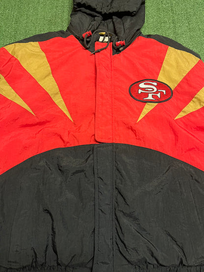 Vintage San Francisco 49ers 1990s Apex One Jacket  NFL Football Red Coat  Removable Hood