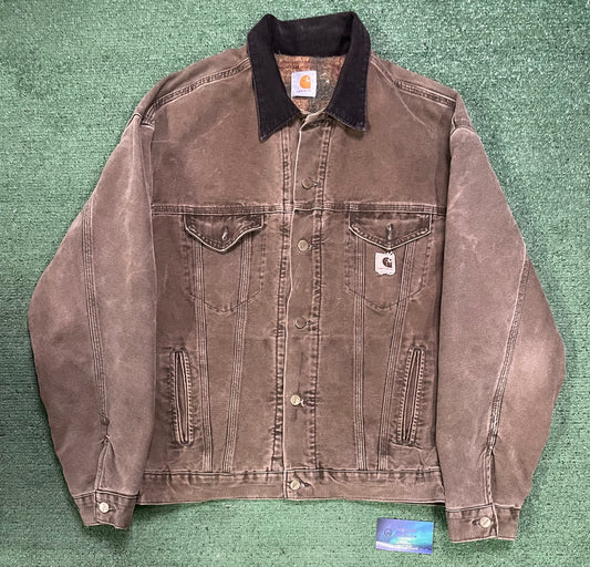 Vintage Carhartt corduroy trucker brown  jacket