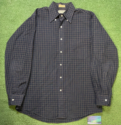 vintage L.L. Bean navy blue checkered longsleeve buttondown shirt