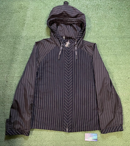 Burberry navy and white pinstripe jacket