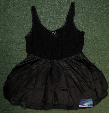 vintage Cinema Etoile black satin and lace babydoll top