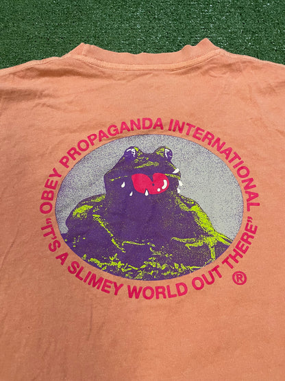 Obey Slimy world orange tee