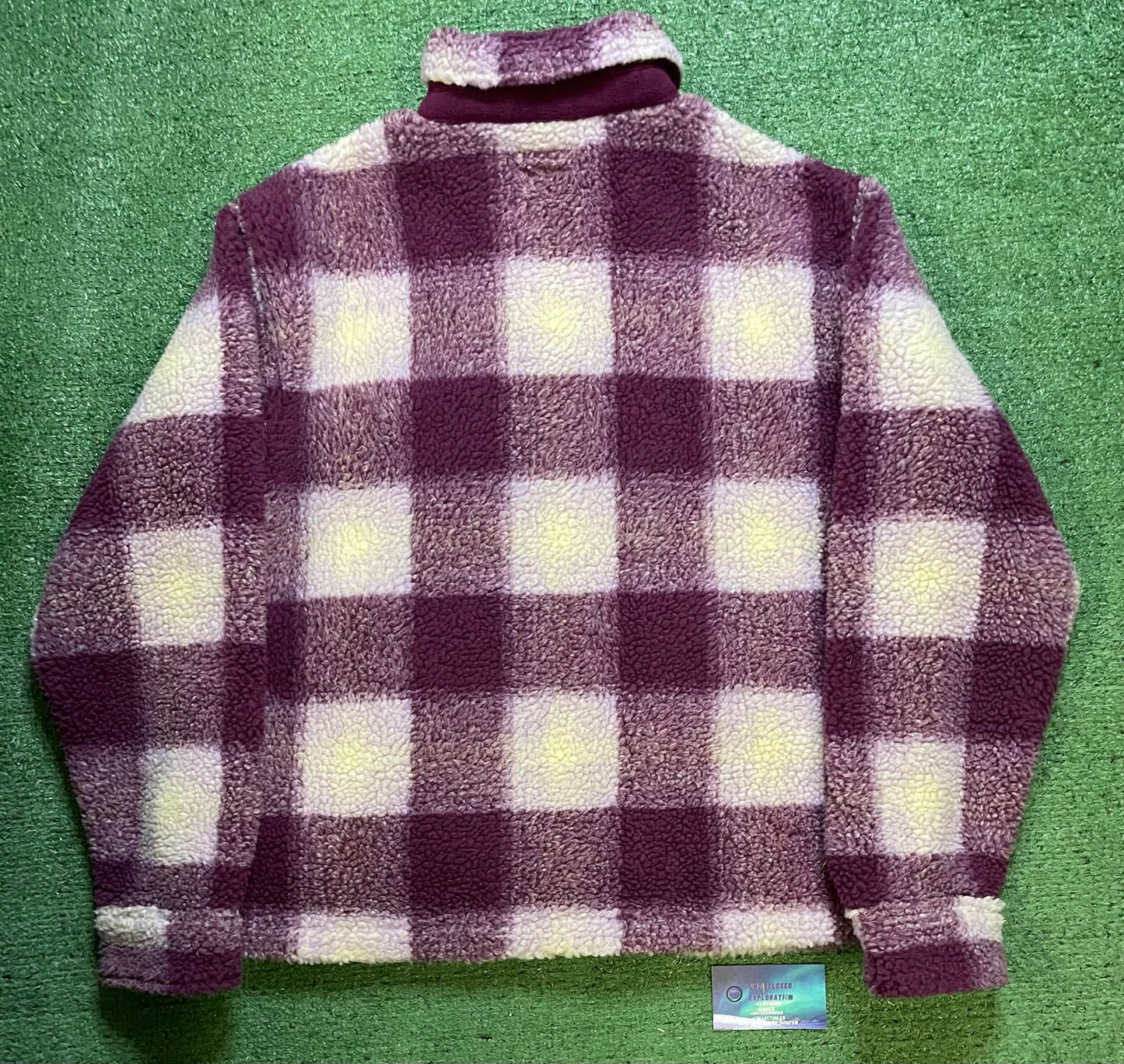 Stussy Shadow Plaid Zip Sherpa berry jacket