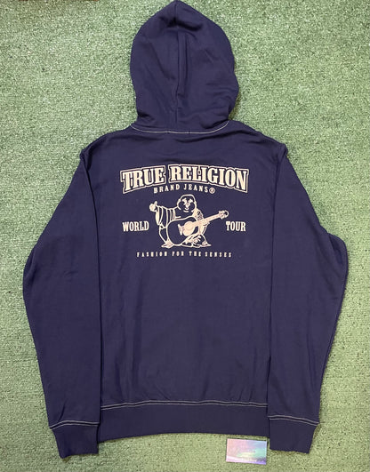 True Religion Buddha navy zip up hoodie