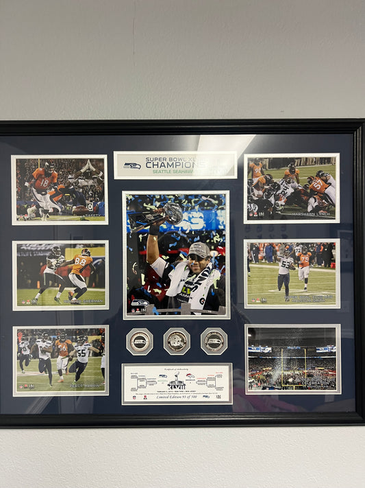 Seattle Seahawks Super Bowl XLVIII 48 2014 limited edition 93 of 500 plaque