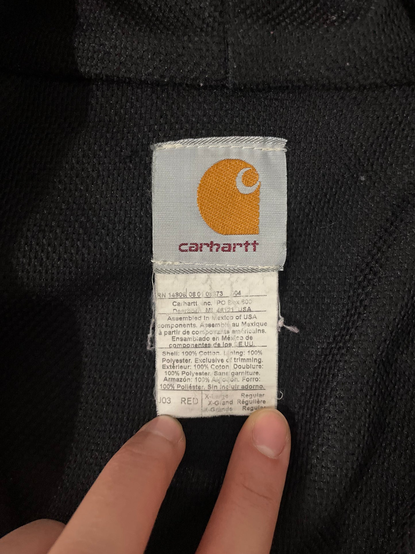 Vintage 2000s Carhartt cherry red hooded jacket