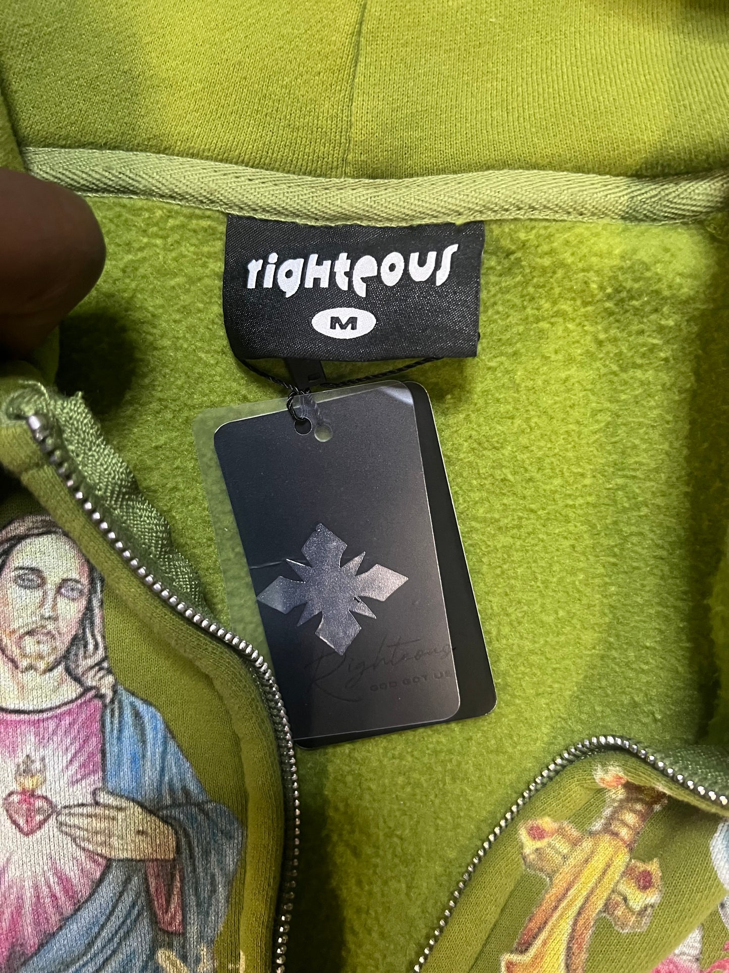 We Are Righteous Risen King Zip Up Moss green hoodie