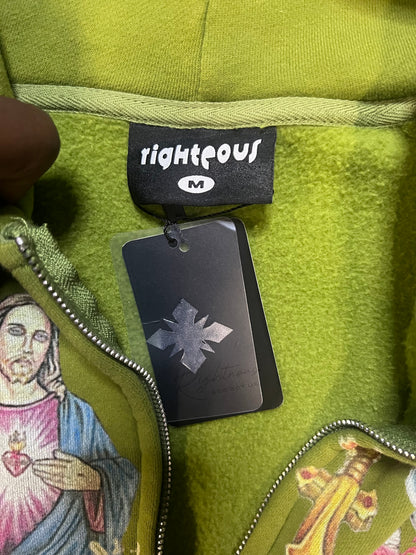 We Are Righteous Risen King Zip Up Moss green hoodie