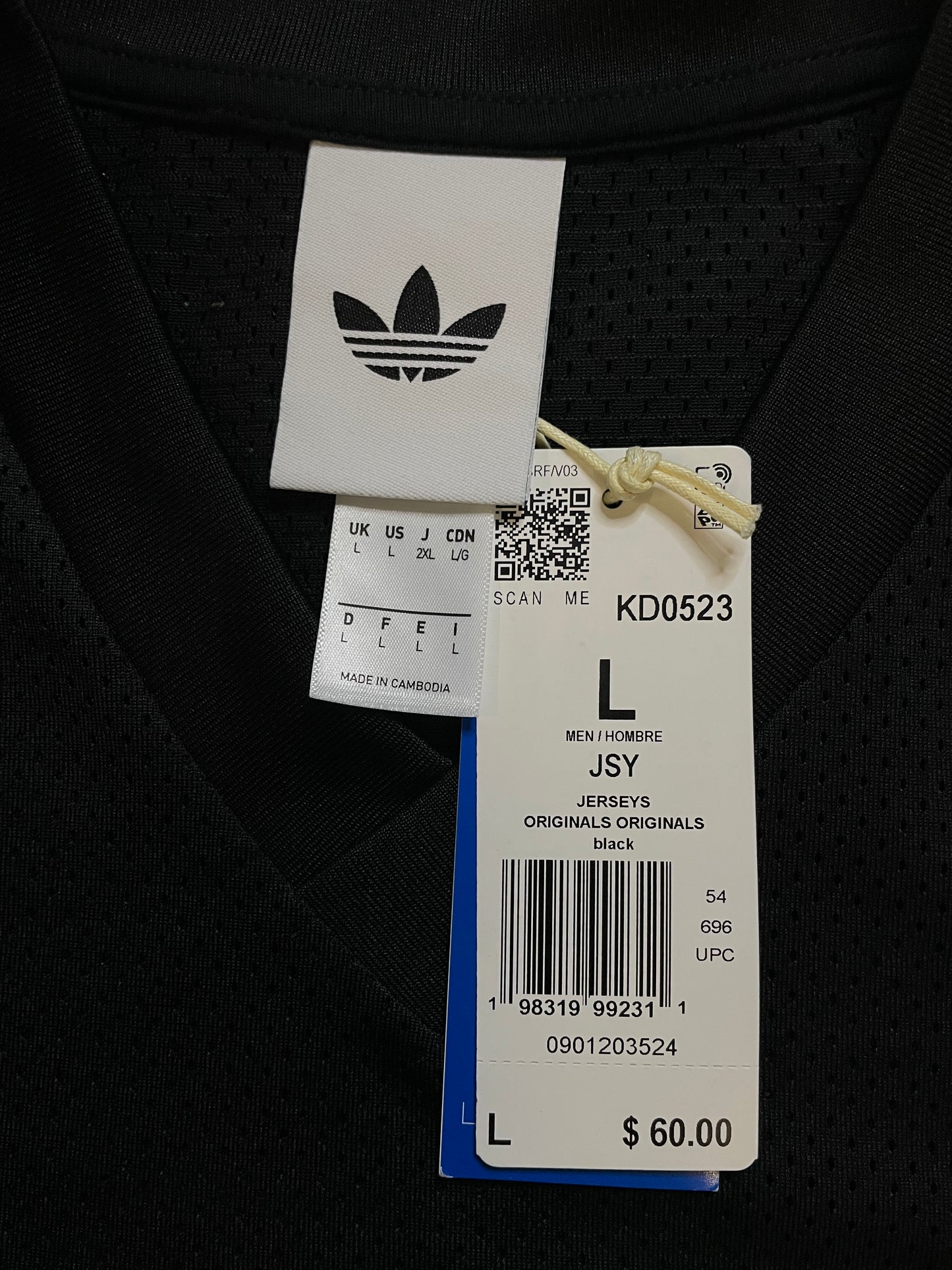 Adidas 1994 authentic sports black mesh jersey