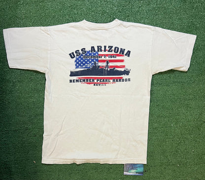 Vintage USS Arizona remember pearl harbor Hawaii tee
