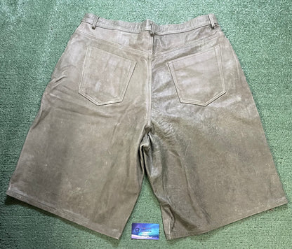 Gv Gallery raspberry hills green leather shorts